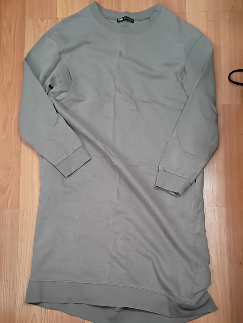 Zara Sage Green Crewneck Sweatshirt Dress